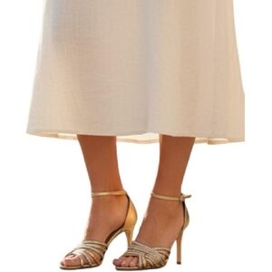 NWOT Gold Strappy‎ Sexy Heels  Metallic